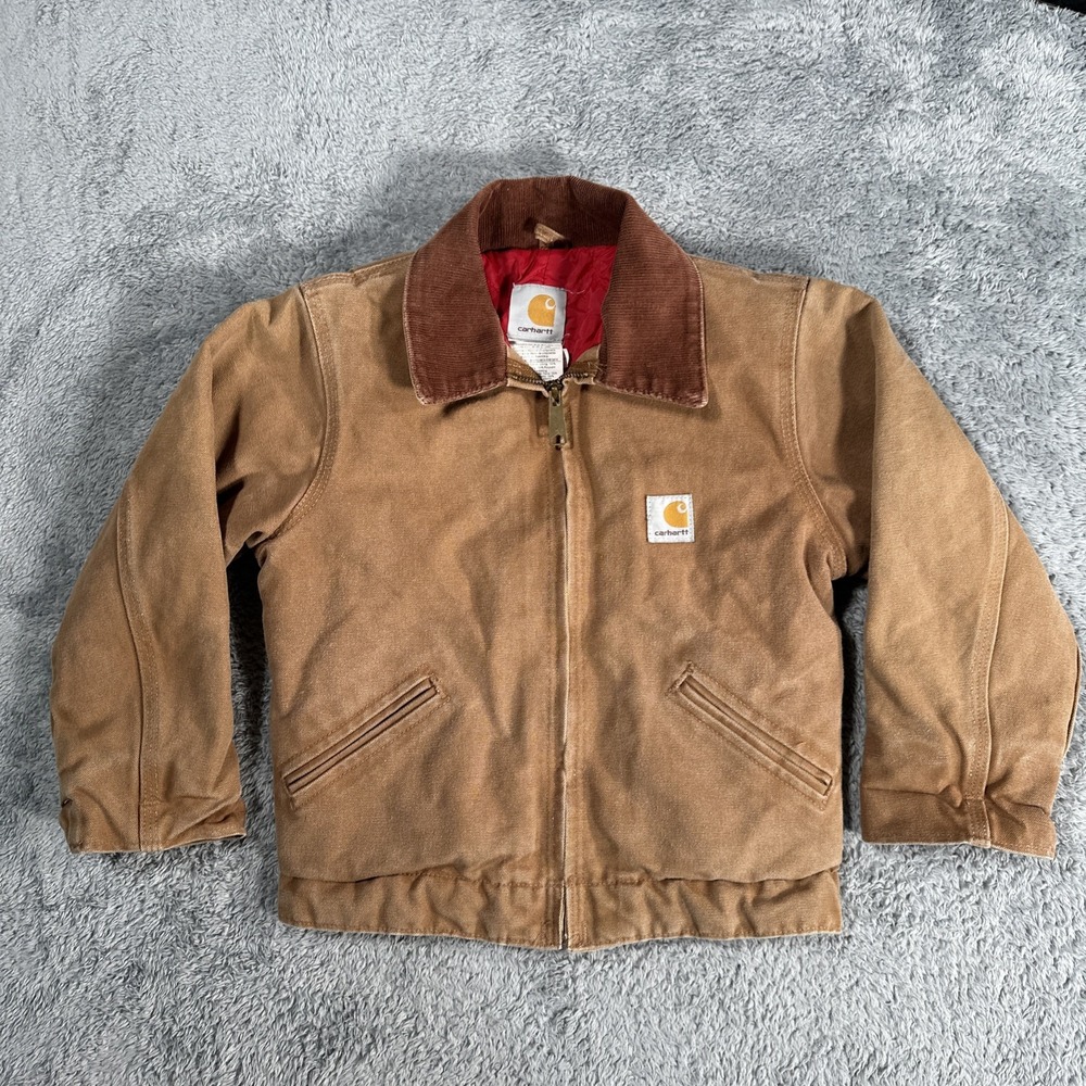 Vintage Carhartt Jacket Youth SZ 8 Y04 BRN Detroit Youth Red Quilt Lined Canvas